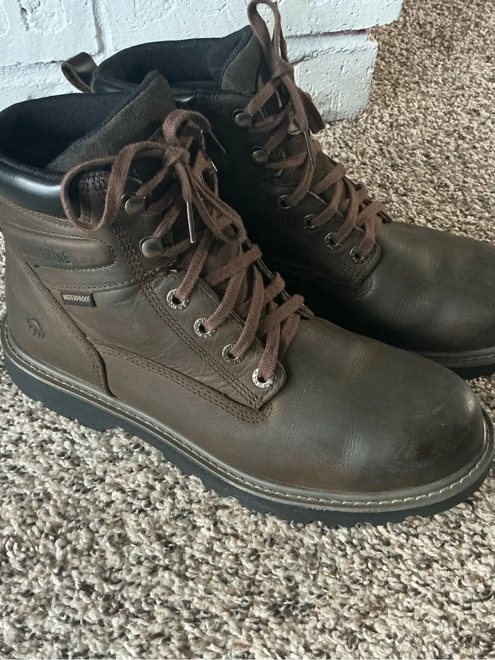 Wolverine Brown Leather Lace-Up Work Boots